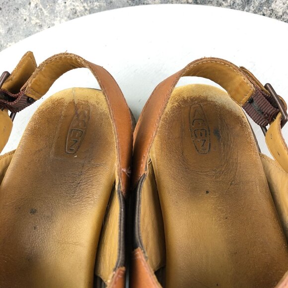 Keen Women's 9 Lana Brown Leather Open Toe Criss Cross Slingback Sandals FAIR - Picture 12 of 14